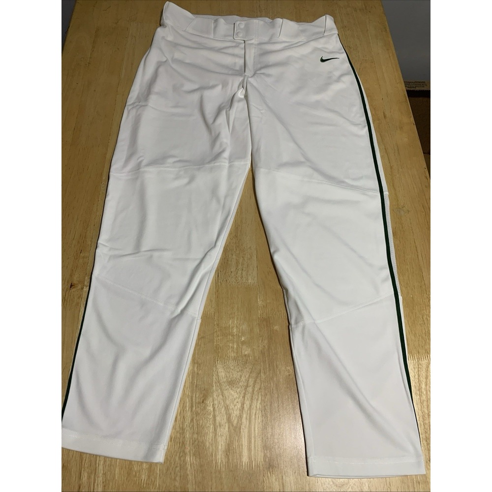 Nike Men's‎ 2XL White W/ Green Stripe Dri-Fit Baseball Pants BQ5489-111